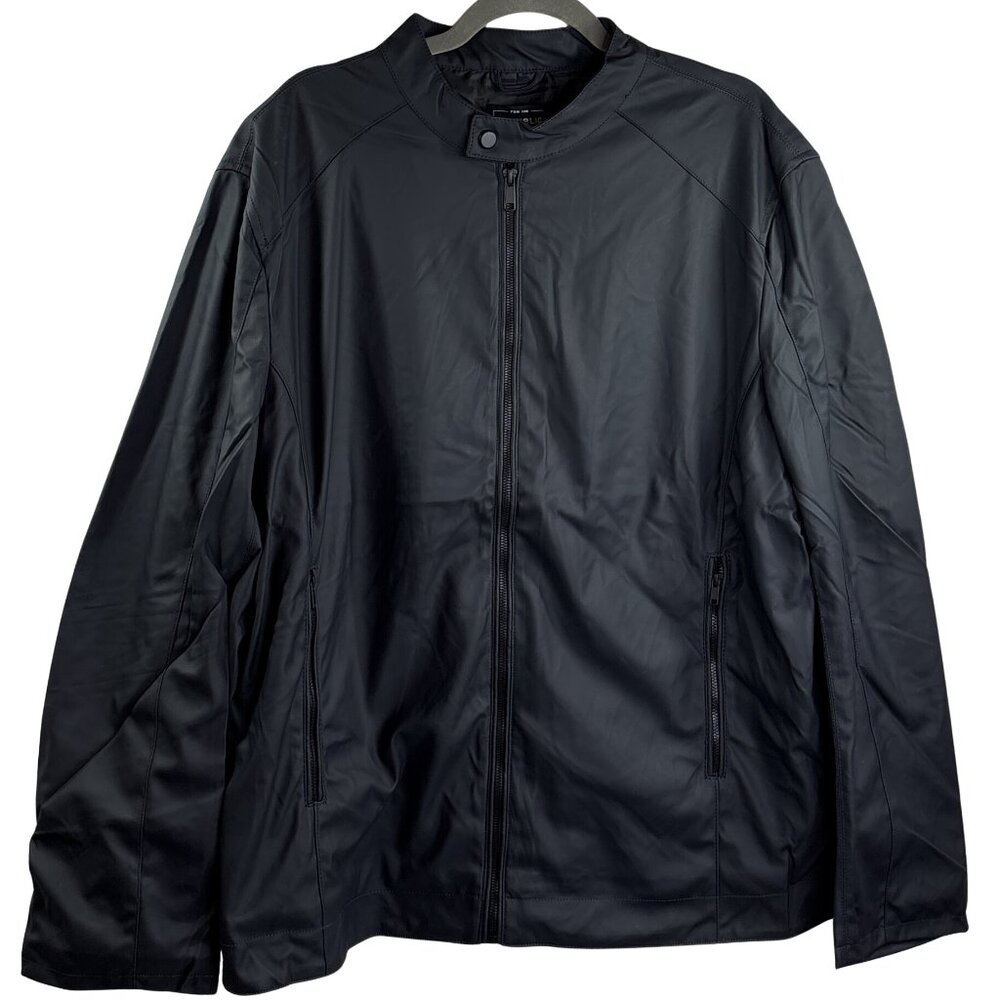 For The Republic of Men Faux Leather Windbreaker Jacket Gray Size XL NWT $88